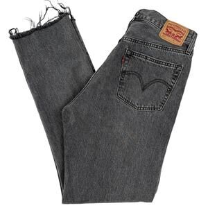 Levi’s 501 Classic Straight Leg Button Fly Jeans Black Gray Denim Women's 29x30
